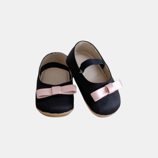 Accent Bow Baby Shoes, Black (11-13cm)