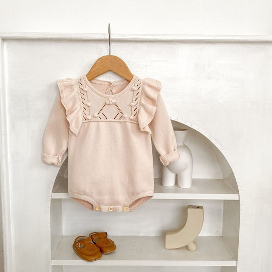 Aida Ruffle Knit Romper - Blush (3m-24m)