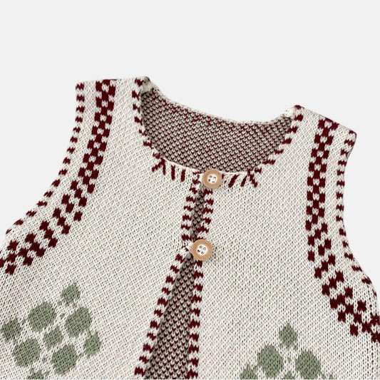 Alder Jacquard Cotton Knit Vest (3m-3yrs)