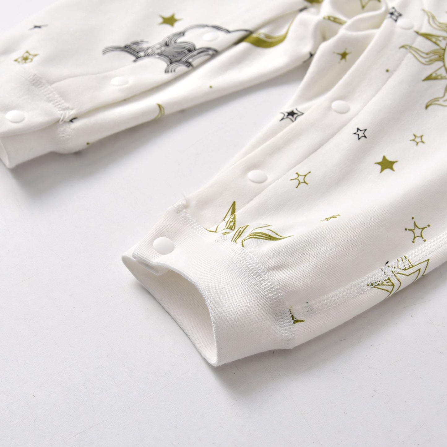 Apollo Sun GOTS Organic Cotton Baby Sleepsuit - Leg Detail - Bambisserie