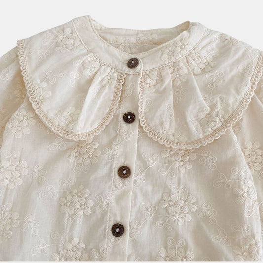 Arabella Floral Lace Cotton Romper (3m-24m)