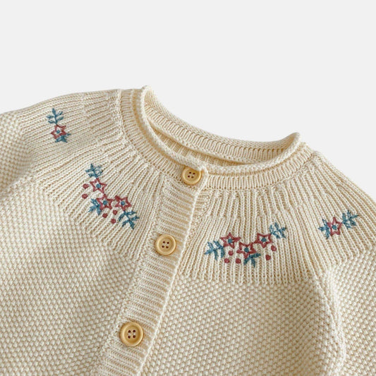 Aster Bloom Cotton Knit Cardigan (3m-3yrs)