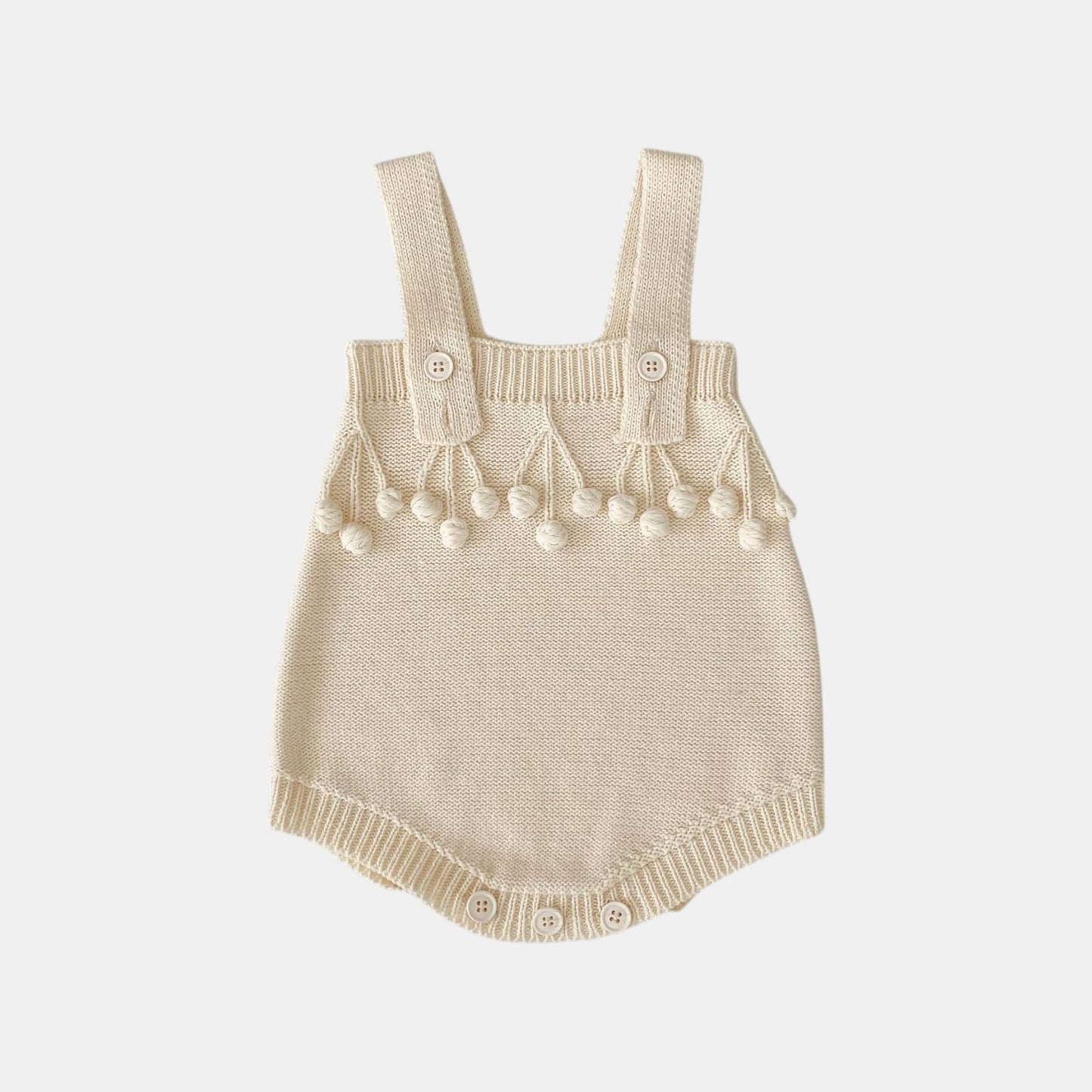 Aven Pom Knit Romper - Cream (3m-3yrs)