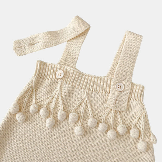 Aven Pom Knit Romper - Cream (3m-3yrs)