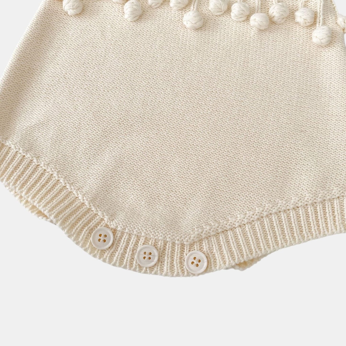Aven Pom Knit Romper - Cream (3m-3yrs)