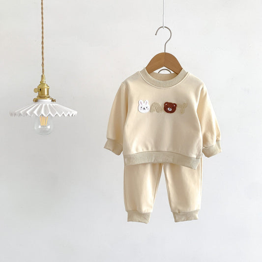 Baby Besties Cotton Lounge Set, Cream (3m-3yrs)