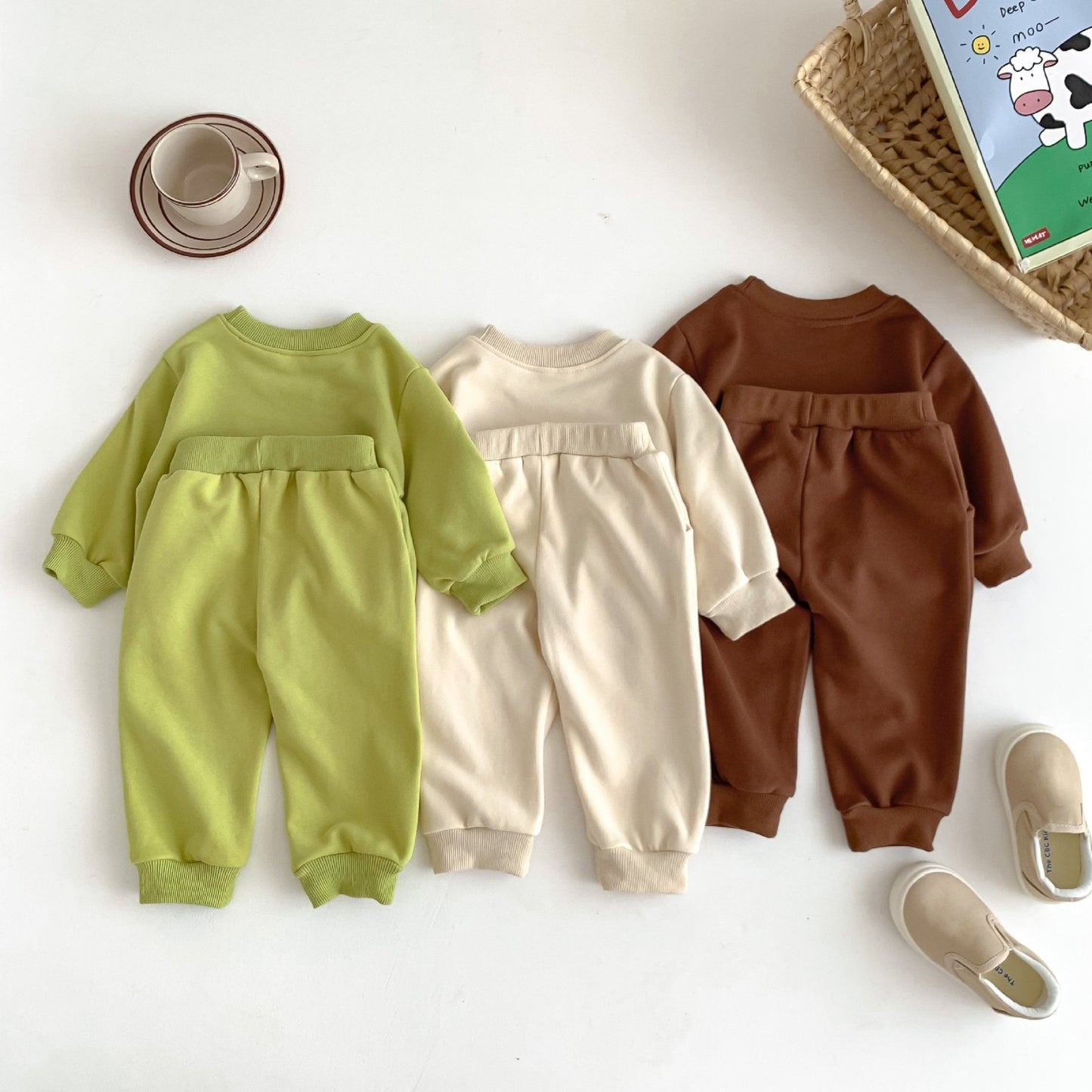 Baby Besties Cotton Lounge Set, Cream (3m-3yrs)