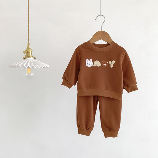 Baby Besties Cotton Lounge Set, Brown (3m-3yrs)