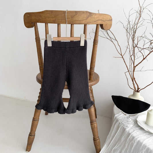 Black Cotton Knit Flare Trousers (3m-3yrs)