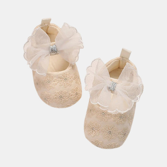Blossom Bow Embroidered Baby Shoes (11-13cm)