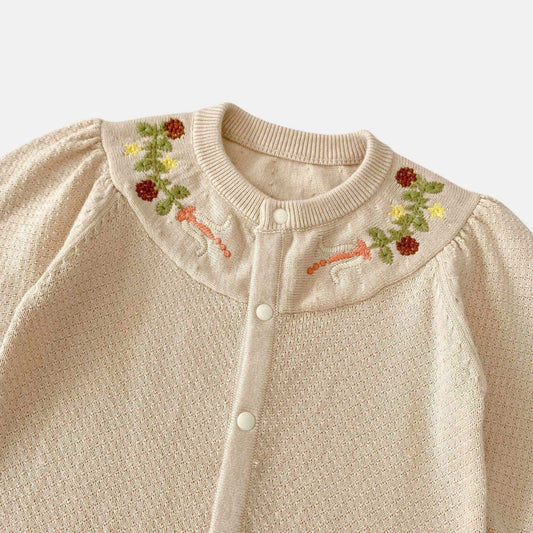 Bria Embroidered Cotton Knit Romper (3m-24m)