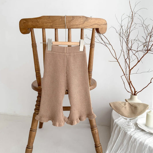 Brown Cotton Knit Flare Trousers (3m-3yrs)