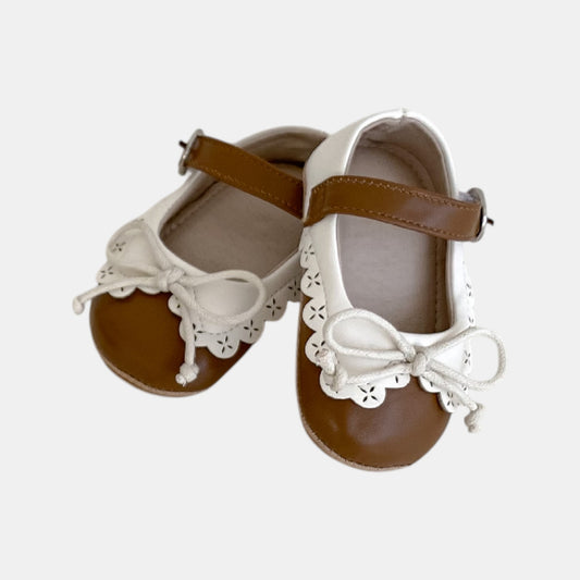 Brown Retro Bow Baby Shoes (11-13cm)