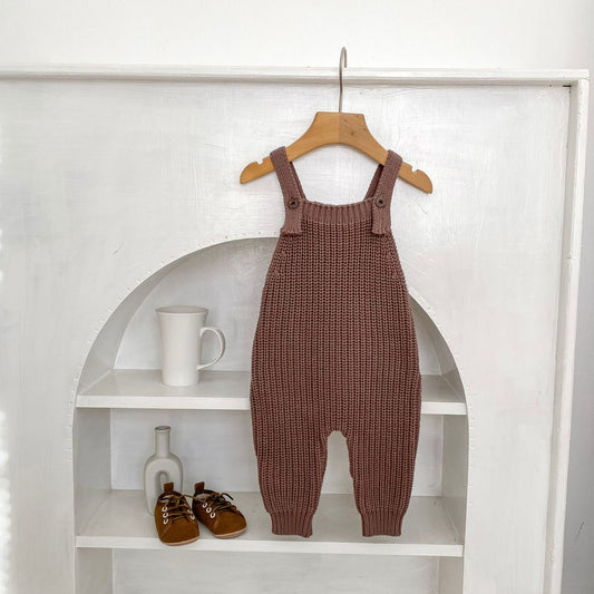 Bruna Cosy Knit Overalls - Brown (3m-3yrs)