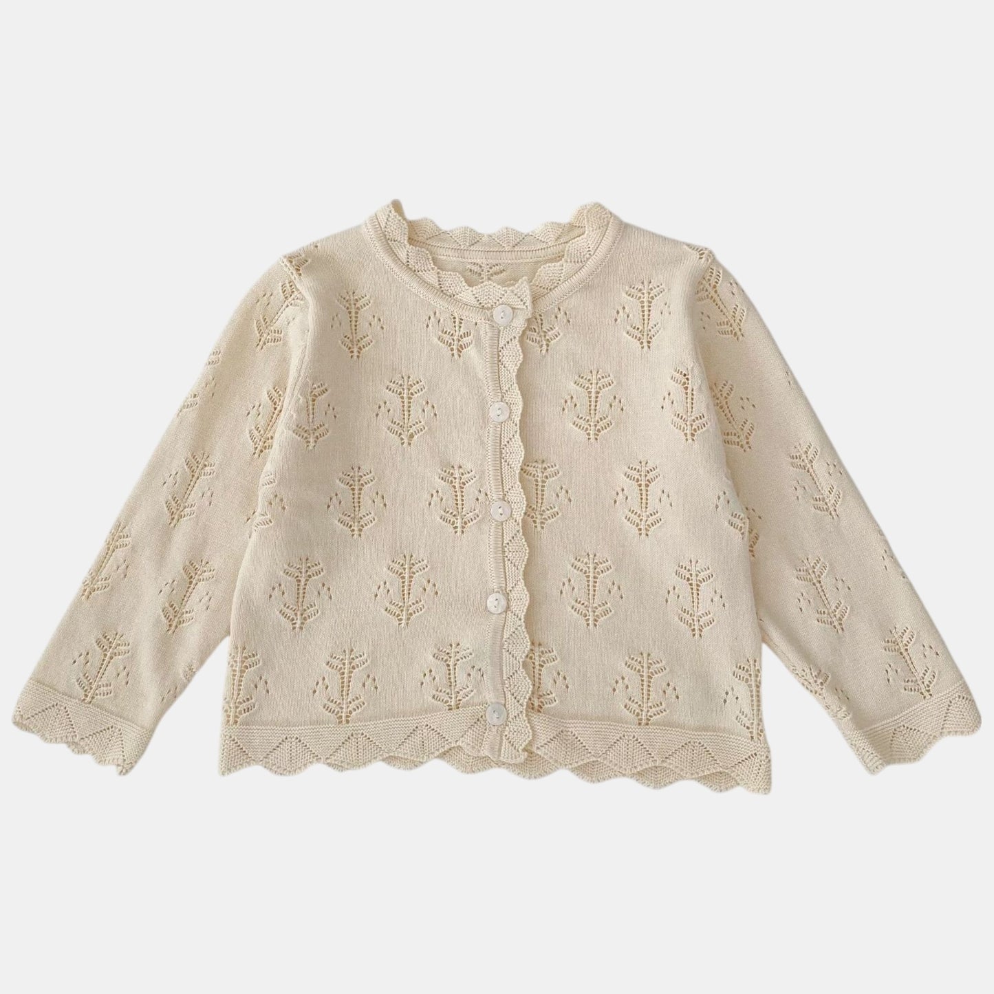 Cady Pointelle Cotton Knit Cardigan (3m-3yrs)