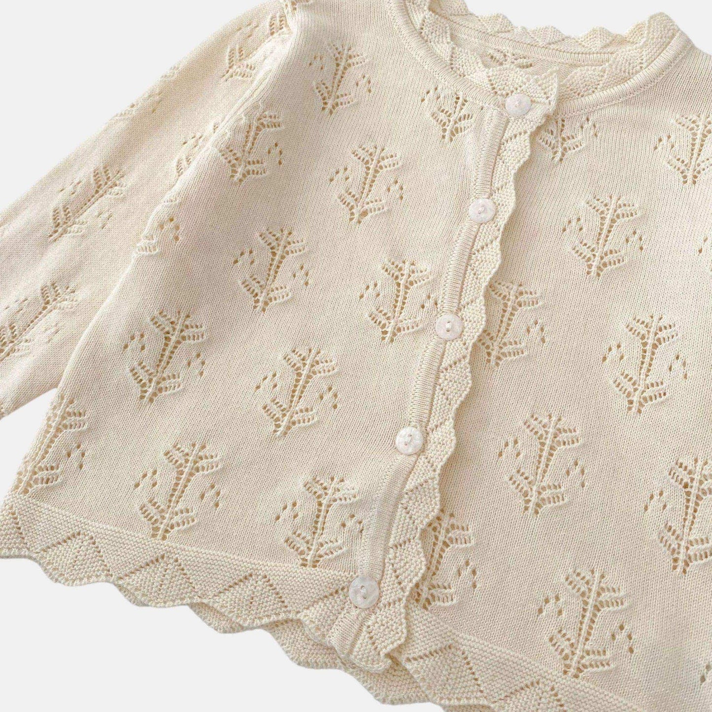 Cady Pointelle Cotton Knit Cardigan (3m-3yrs)
