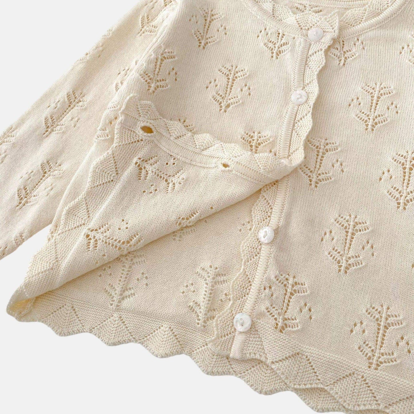 Cady Pointelle Cotton Knit Cardigan (3m-3yrs)