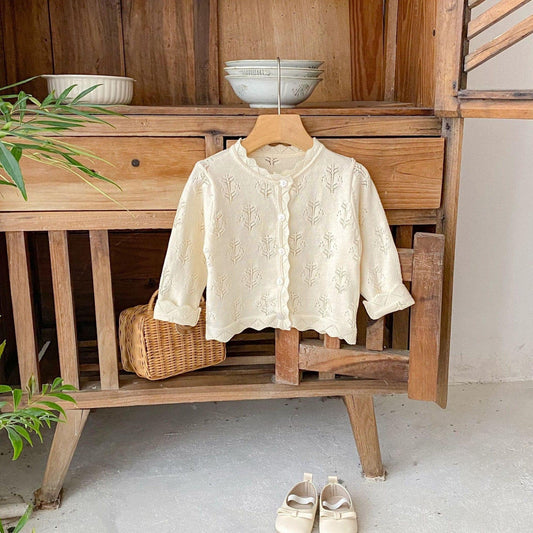 Cady Pointelle Cotton Knit Cardigan (3m-3yrs)