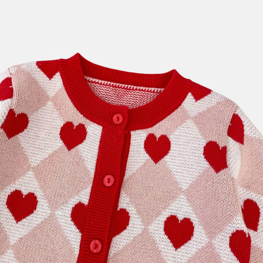 Candy Hearts Cotton Knit Cardigan (3m-3yrs)