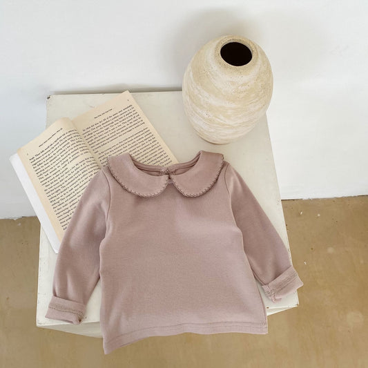 Canele Scallop Cotton Top, Brown (3m-3yrs)