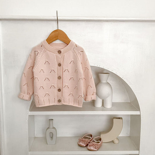 Cece Pointelle Knit Cardigan - Blush Pink (3m-3yrs)