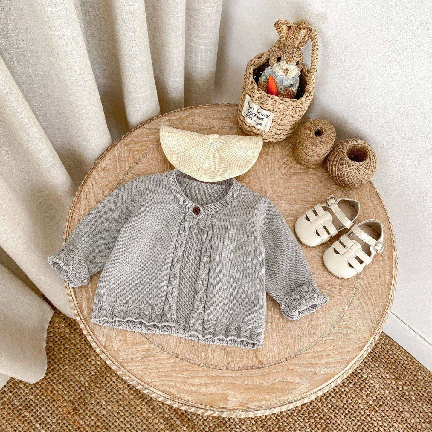 Cendra Grey Cotton Knit Cardigan (3m-3yrs)