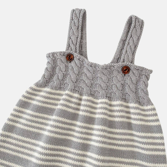 Cendra Grey Cotton Knit Overalls (3m-3yrs)