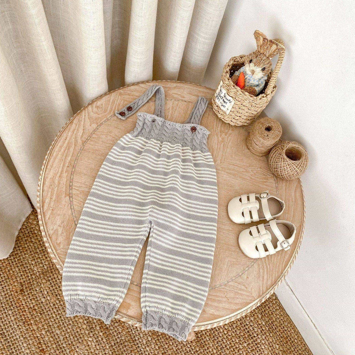 Cendra Grey Cotton Knit Overalls (3m-3yrs)