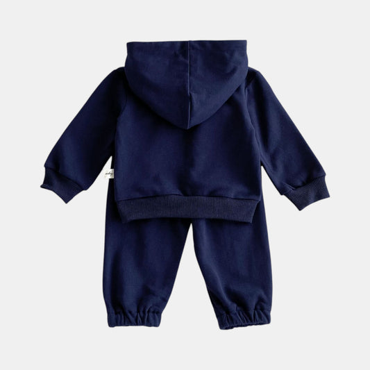 Cheeky Bear Cotton Hoodie Set, Navy (6m-4yrs)