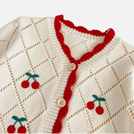 Cherry Charm Cotton Knit Cardigan (3m-3yrs)