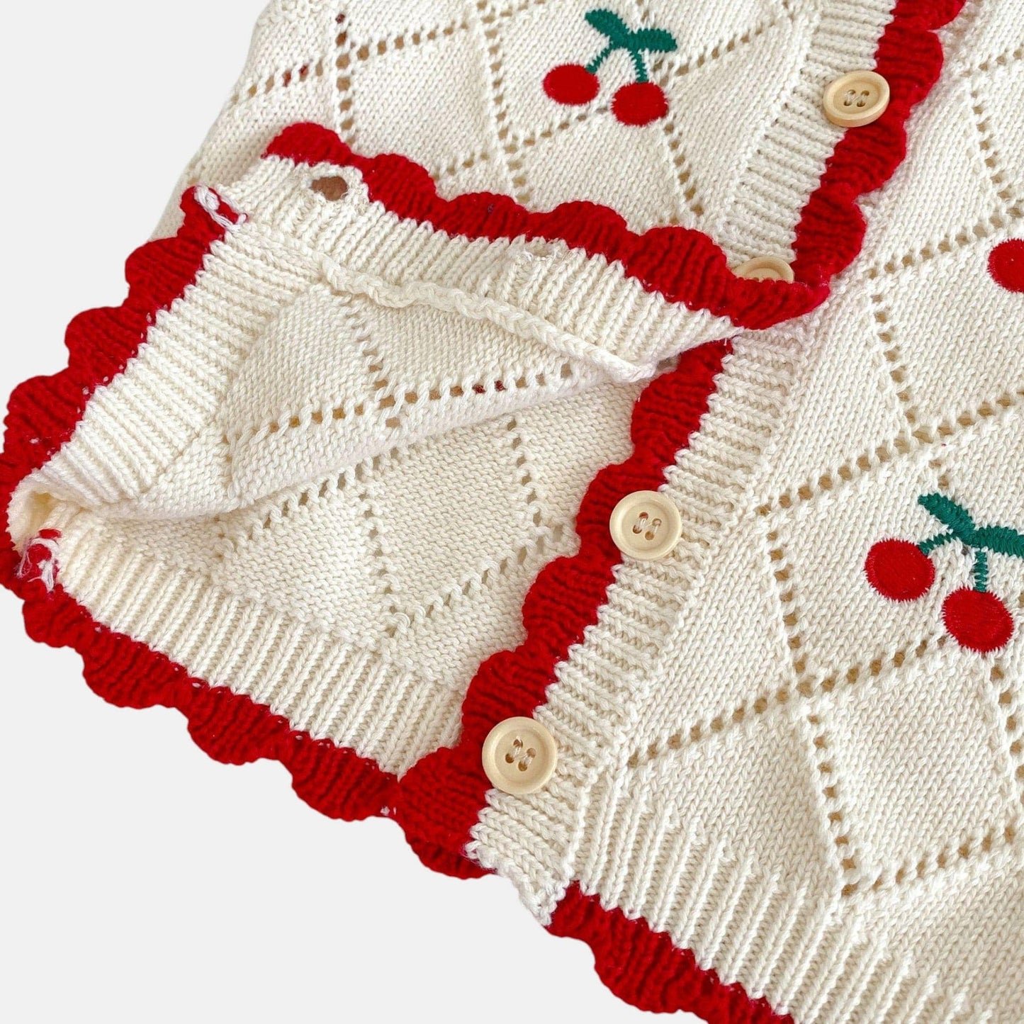 Cherry Charm Cotton Knit Vest (3m-3yrs)