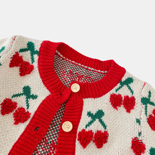 Cherry Delight Cotton Knit Cardigan (3m-3yrs)