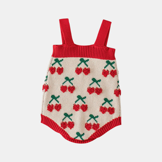 Cherry Delight Cotton Knit Romper (3m-3yrs)