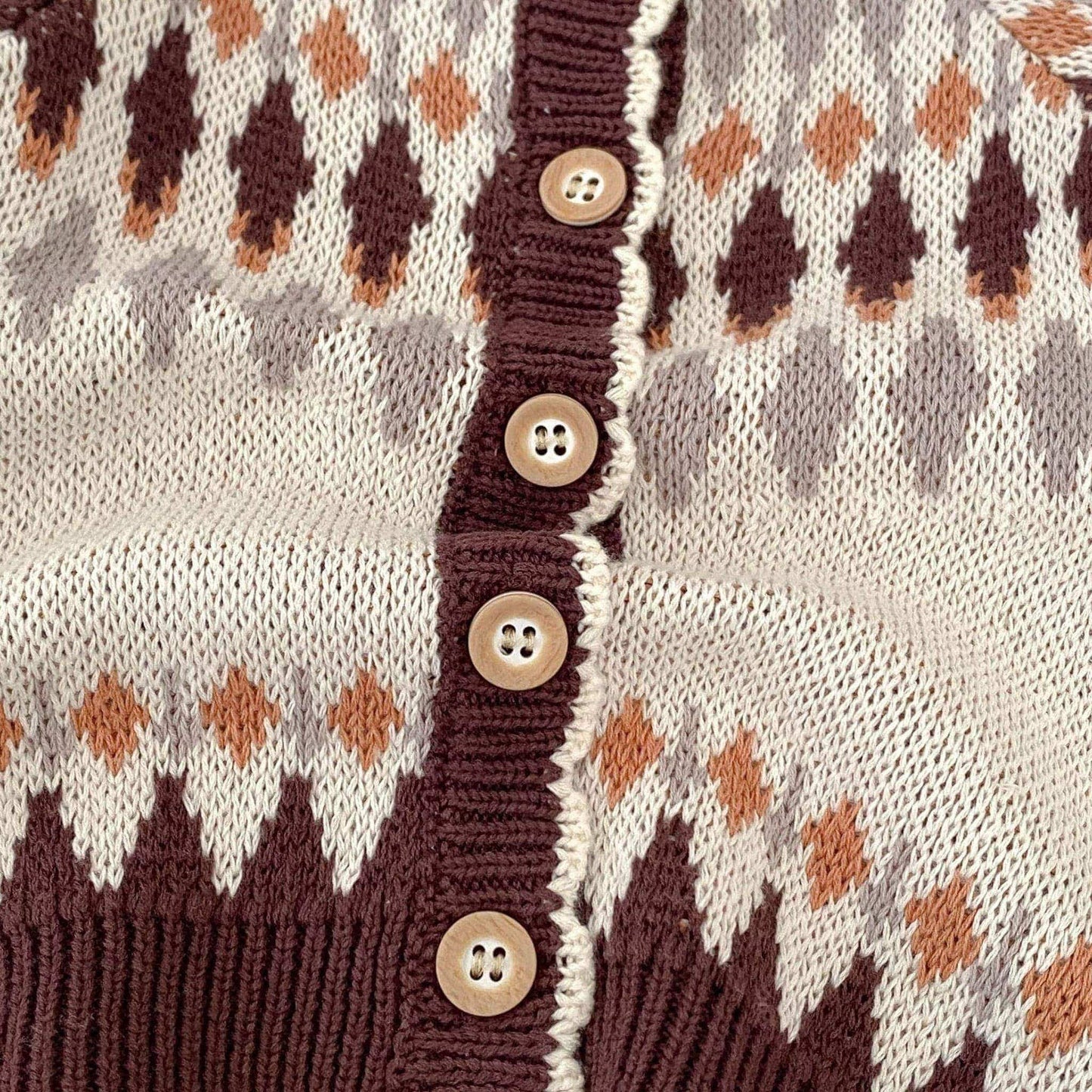 Chestnut Argyle Cotton Knit Cardigan (3m-3yrs)