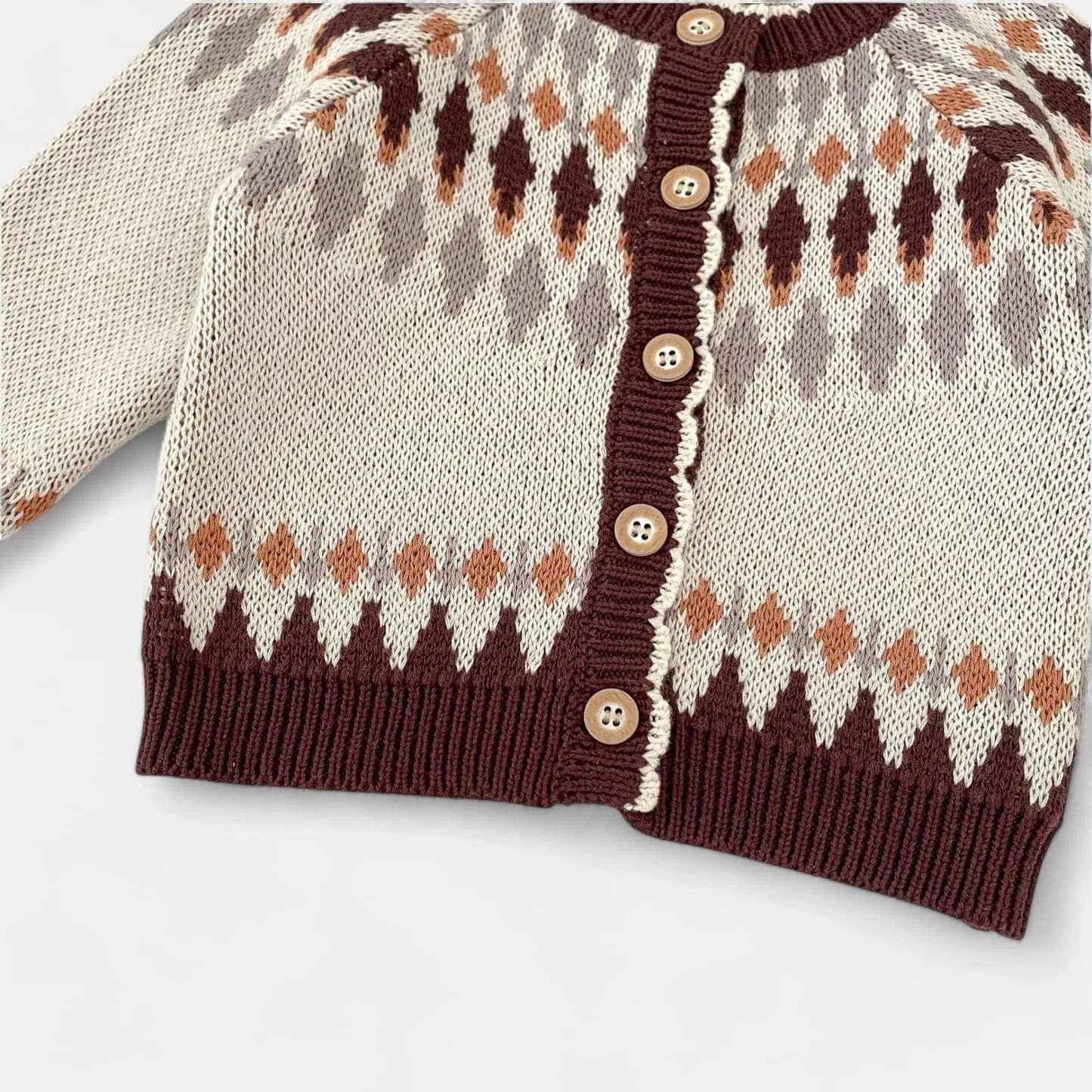 Chestnut Argyle Cotton Knit Cardigan (3m-3yrs)