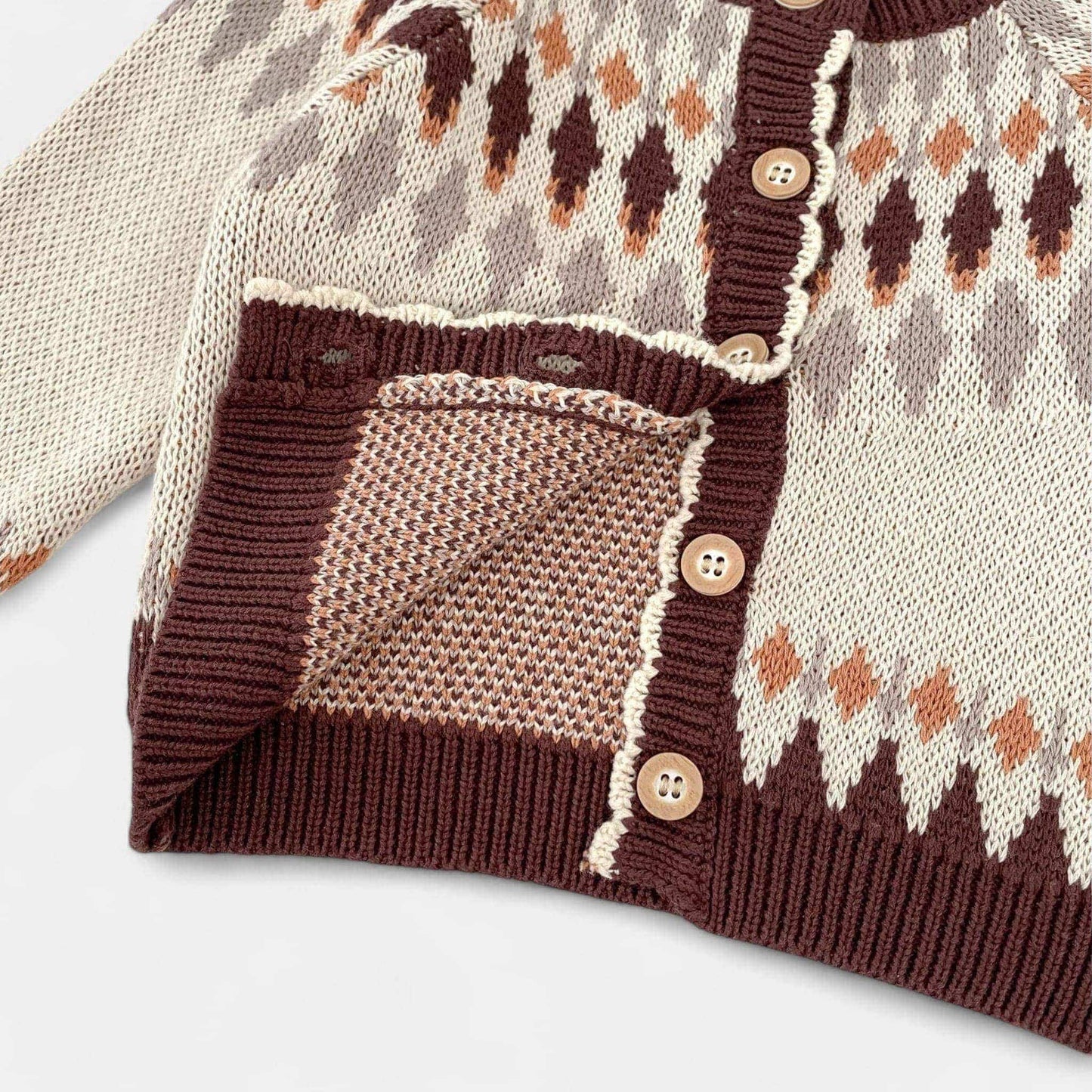 Chestnut Argyle Cotton Knit Cardigan (3m-3yrs)
