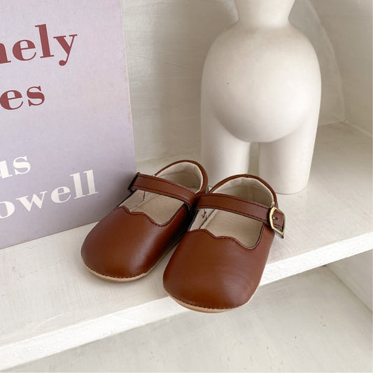 Chestnut Scallop Mary Jane Baby Shoes (11-13cm)