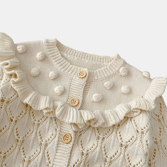 Coco Ruffle Knit Cardigan - Cream (3m-3yrs)