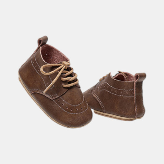 Coffee Brown Leather Baby Boots (11-13cm)