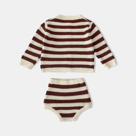 Coffee Stripes Cotton Knit Set (3m-3yrs)