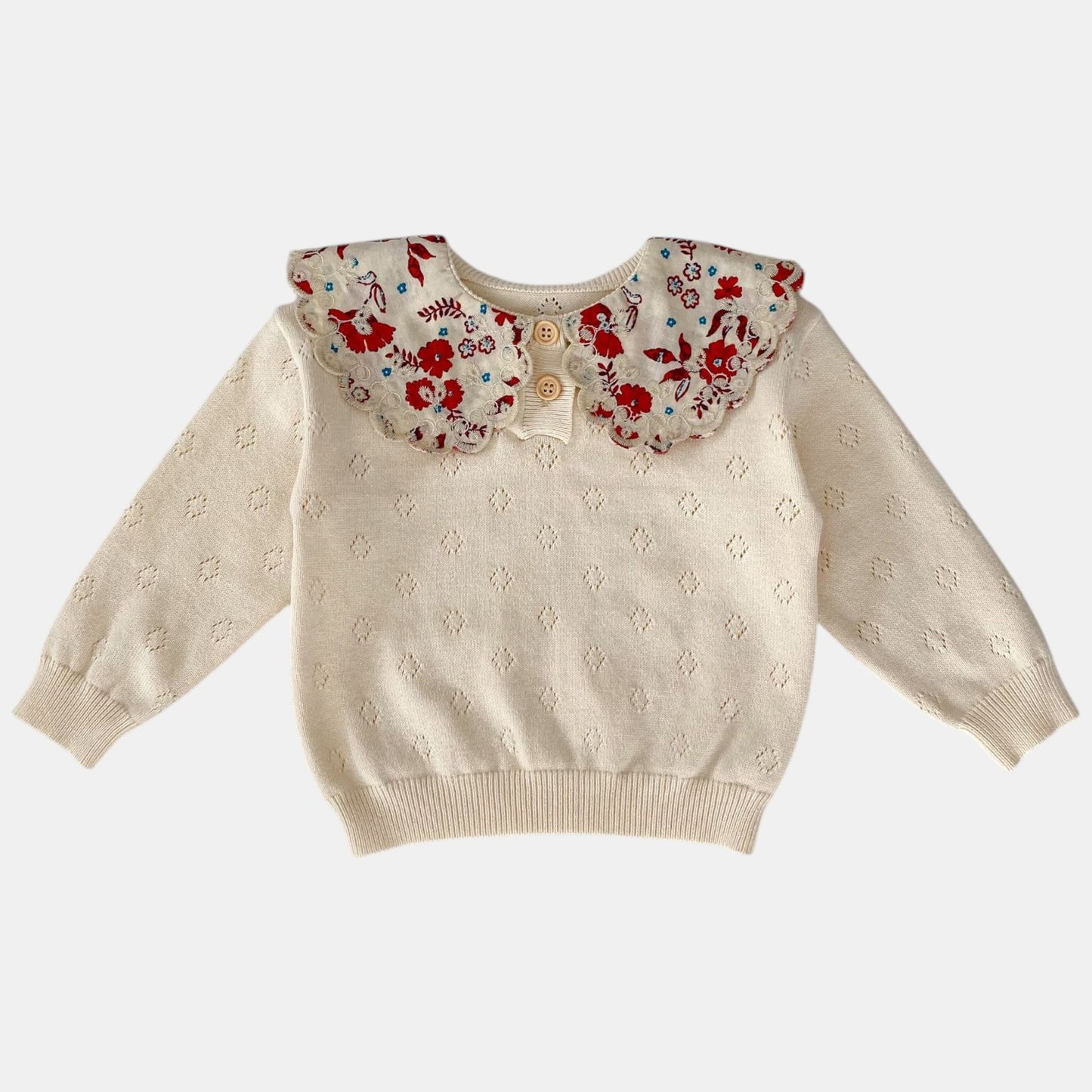 Colette Cream Knit Cotton Sweater (3m-3yrs)