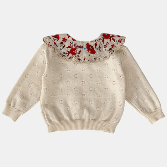 Colette Cream Knit Cotton Sweater (3m-3yrs)
