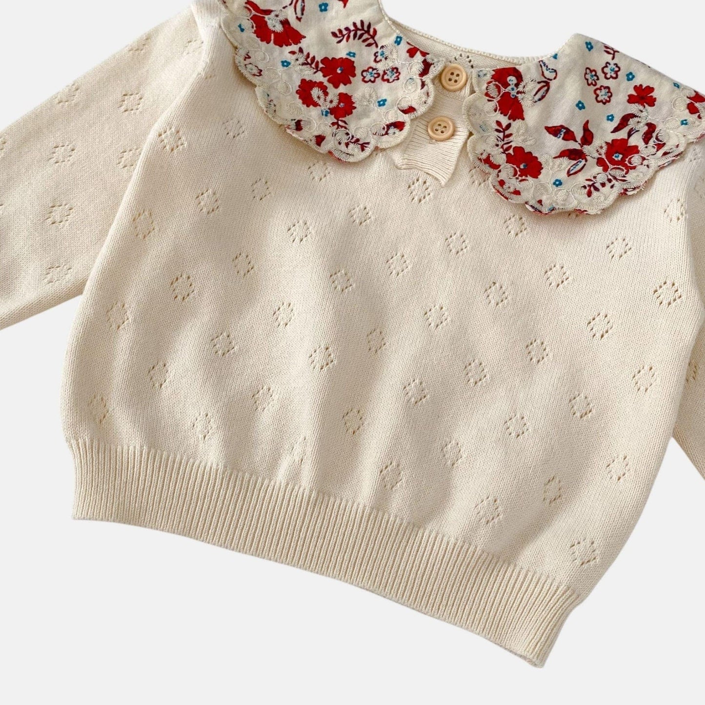 Colette Cream Knit Cotton Sweater (3m-3yrs)