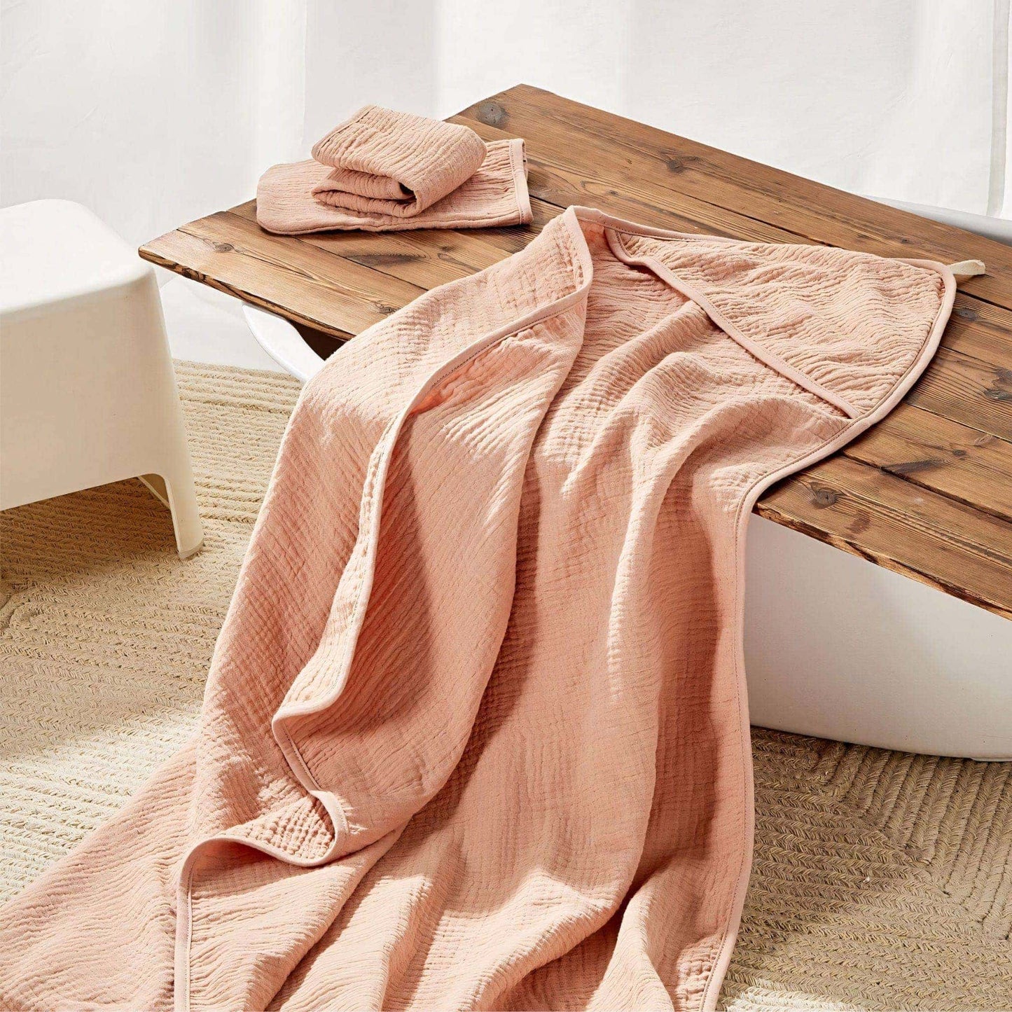 Cotton Baby Hooded Towel Set, Apricot