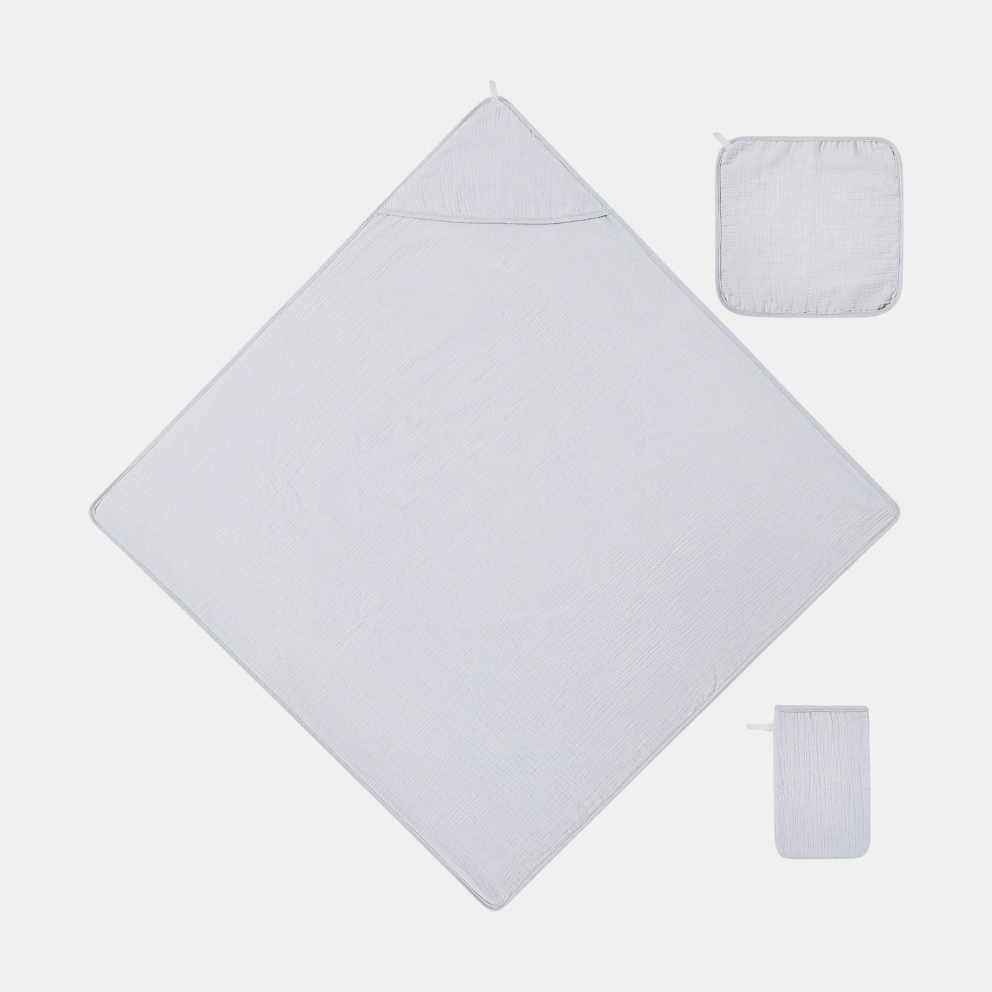 Cotton Baby Hooded Towel Set, Grey