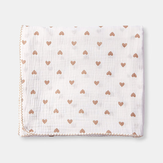 Cotton Gauze Bath Towel, Mini Hearts