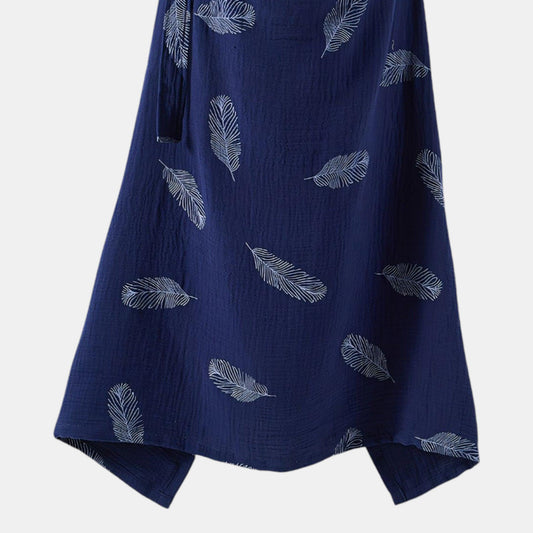 Cotton Gauze Nursing Cover, Navy Feather- Detail - Bambisserie