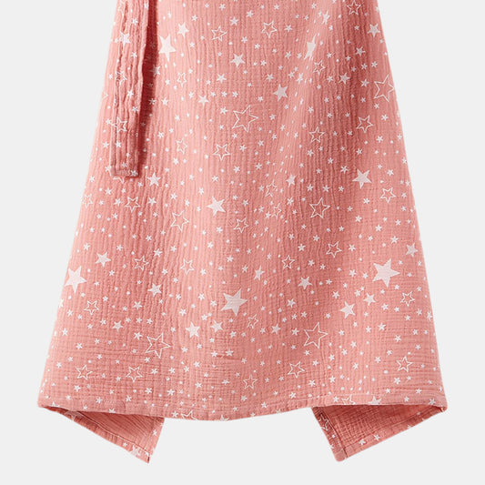 Cotton Gauze Nursing Cover, Pink Stars Detail - Bambisserie