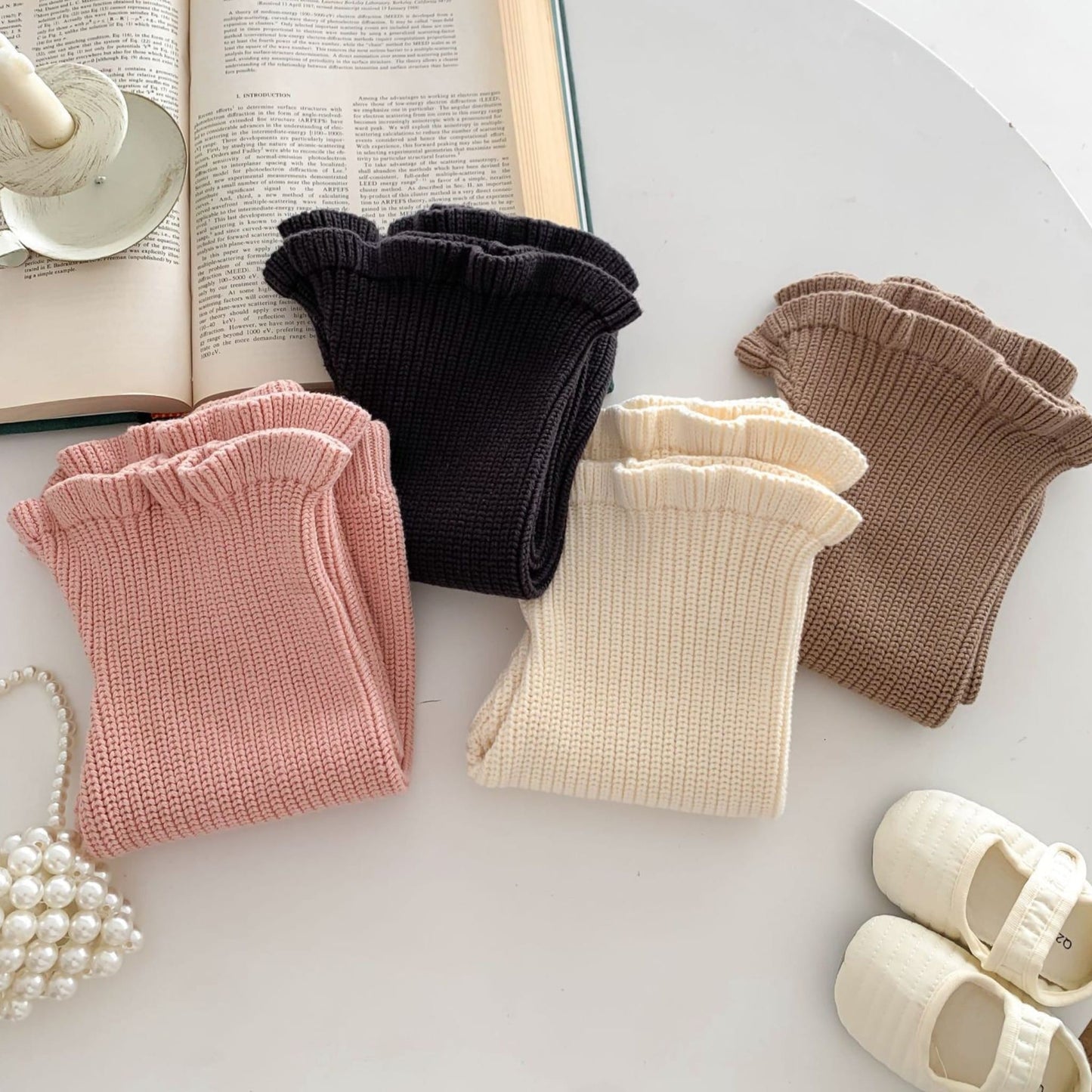 Cream Cotton Knit Flare Trousers (3m-3yrs)