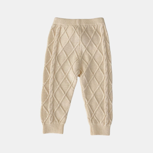 Cream Lattice Cotton Knit Trousers (3m-3yrs)